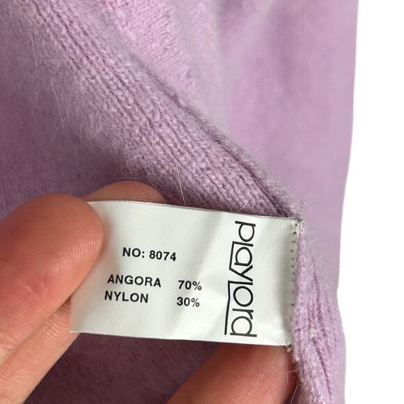 Vintage 80s Angora Blend Lavender Purple Long Sleeve Open Front Cardigan S - Picture 5 of 5